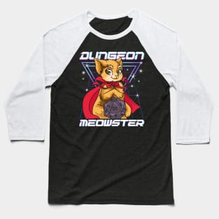Cute & Funny Dungeon Meowster Tabletop Gamer Baseball T-Shirt